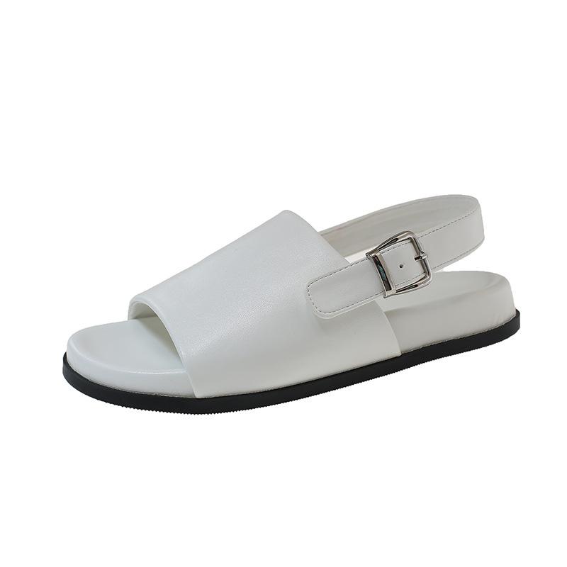 Retro sheepskin Roman thick-bottomed cool slippers women's summer new comfortable, lightweight and versatile summer outer slippers