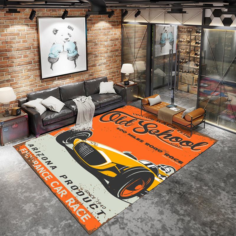 American Industrial Wind Lounge Rug Home Non-slip Mat Large Area Living Room Decoration Retro Rug Punk Style Rugs for Bedroom