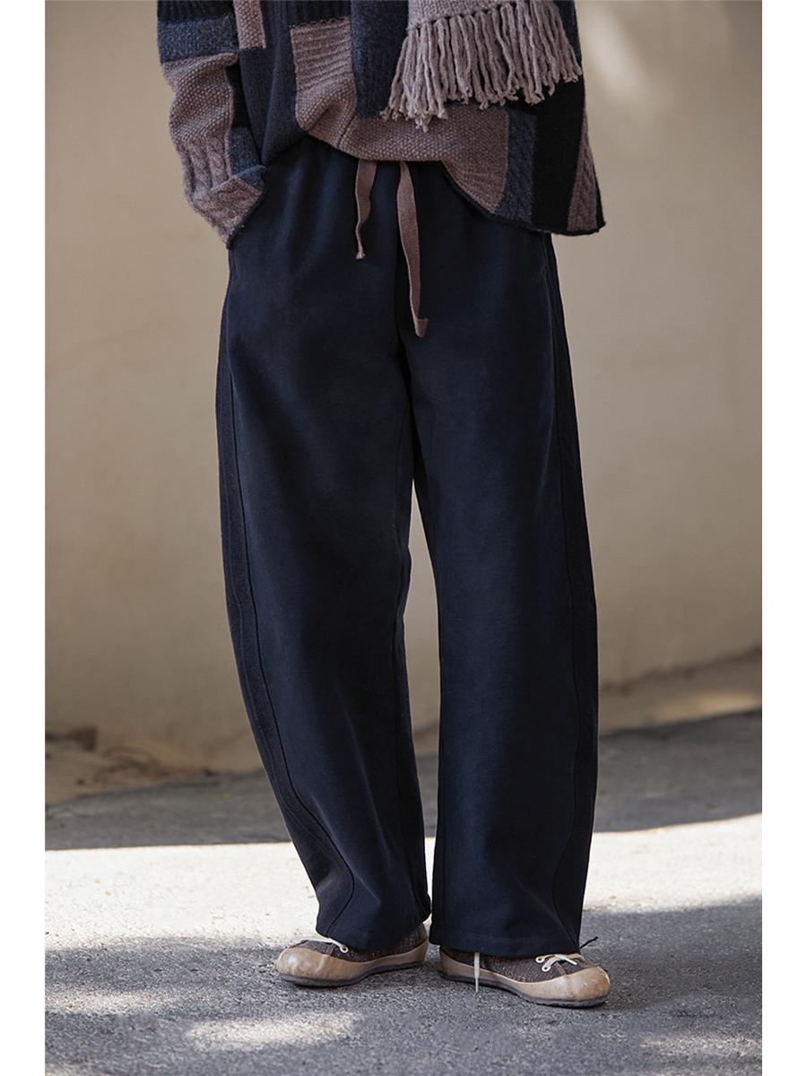 Women s Black Retro Elastic Waist Cotton Knit Scimitar Pants M