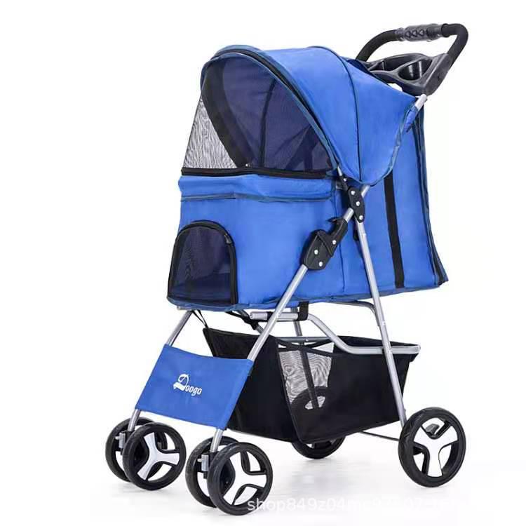 Foldable Lightweight Pet Stroller for Cats and Dogs - Four-Wheeled Design