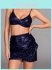 Sequin Mini Skirt With Wrinkled Hem For Streetwear And Party Fashion