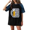 Casual Women Denim Patchwork Oktoberfest Graphic T Shirt Comfortable Short Sleeve Loose Fit Top for Daily Wear