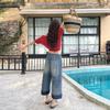 Trendy Summer Vintage Wide Leg Loose Straight Slimming Cropped Capri Denim Pants For Women Versatile AllMatch Casual Capri Trousers