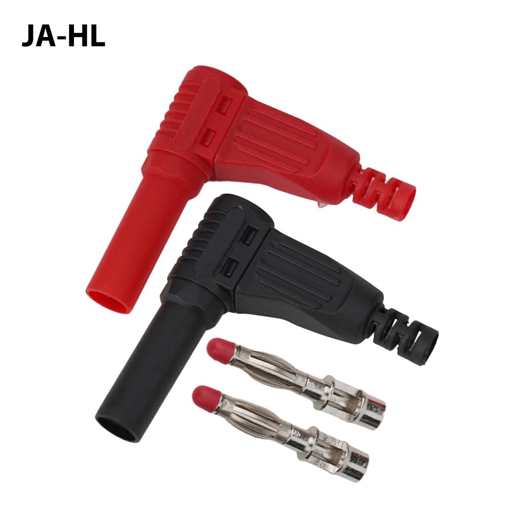 4mm Male Right Angle Insulated Banana Connector for Standard Jacks 2 Pack