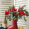 Christmas Red Fake Holly Berries Flower Artificial Berry Pine Cone Branch Xmas Tree Ornament DIY Garland Festival Party Decor