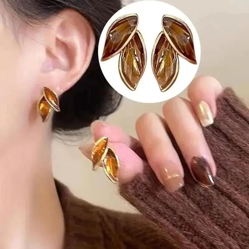Silver Needle Korean Fashion Zircon Drop Earrings For Women Jewelry Trending New Luxury Vintage Gold Color Earrings
