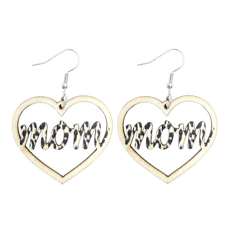 Mother'S Day Wooden Earrings Mother'S Day Word Earrings