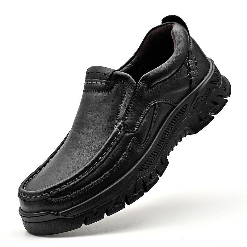 Autumn/Winter Casual Men s Cowhide Slip-on Shoes - Trendy, Comfortable, Large-Size. 41