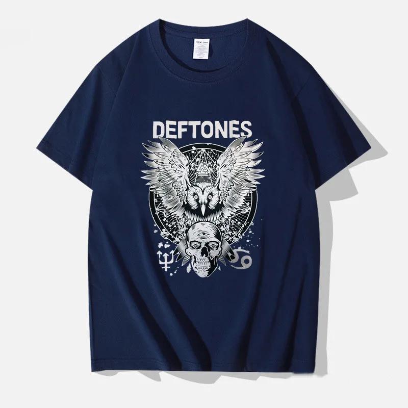 Męski Merch Deftones Chino Moreno Nadruk Diamentowy Damski T-shirt Casualowe Podstawy Okrągły Dekolt Czarny Krótki Rękaw