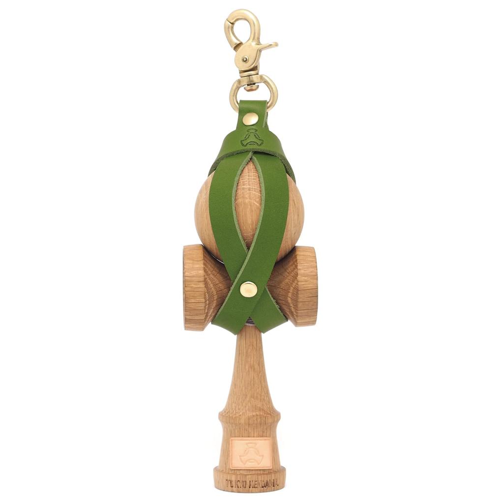 TOKYO KENDAMA Kendama Genuine Tochigi Leather and Made In Japan Holder, Green, Brass,