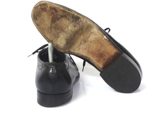 FLORSHEIM Goodyear Welt U-Tip Shoes 60s-70s Vintage Size 11E 28.0-28.5 Black(USED)