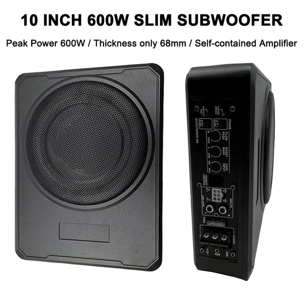 

10-дюймовый универсальный автомобильный сабвуфер DC 12 В активный стерео пиковая мощность 600 Вт высокая мощность чистый бас тонкие динамики модификация автомобильного аудио 10 Inch