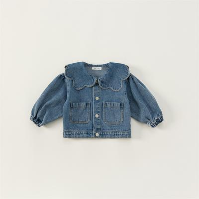 Koreanischer Stil Frühling Herbst Kinder Mädchen Jeansmantel Rüschenkragen Langarm Oberbekleidung Kinder Mode Vielseitige Kleidung