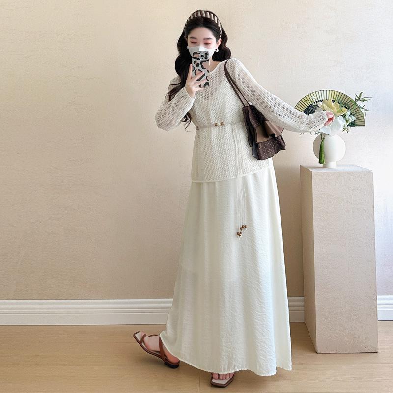 Elegant Maternity Two-Piece: Blouse Top & Camisole Dress - Summer Style 2026