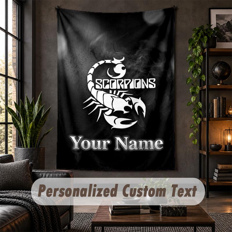Personalized Wall Tapestry,Scorpions Custom Text, Soft Fabric Wall Art For Indoor Decoration
