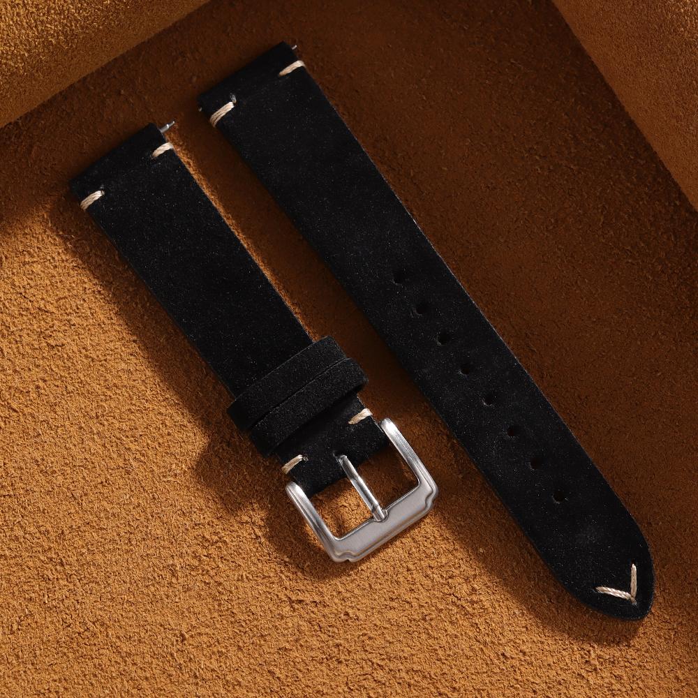 14mm 16mm 18mm 20mm 22mm Quick Release Bracelet Soft Suede Strap Calfskin Bracelet for Women Men Brown Wristband Smartwatch Band