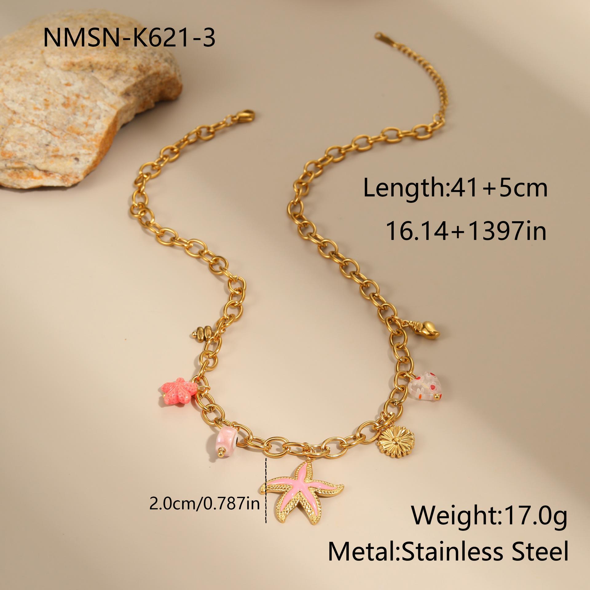 GEMCHIC Women s Ocean Starfish Charm Necklace Stainless Steel Fashion Jewelry