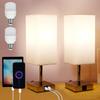 2 Packungen Stoff Nachttischlampe Nachttischlampe mit warmweißer LED-Lampe Schreibtischleuchte