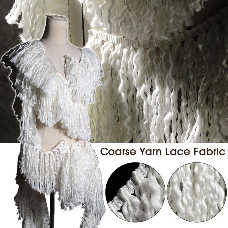 90x16cm Creative Coarse Tassel Wave Woolen Fabric Handmade DIY Decoration Exaggerated Clothing Coat Jacket Designer Fabric