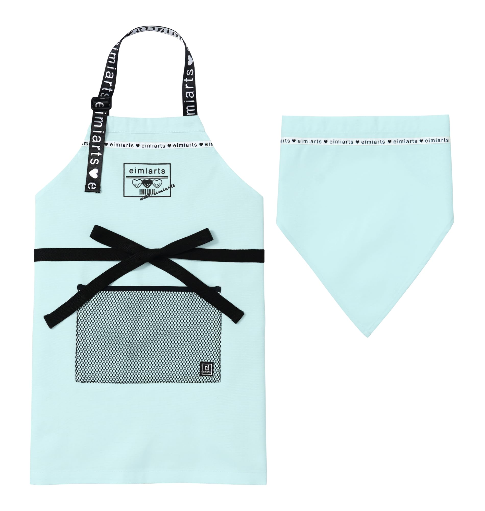 

[Arisana] Kids Apron for Girls, Children, Junior, with Triangular Scarf, Size 100-150, Blue M
