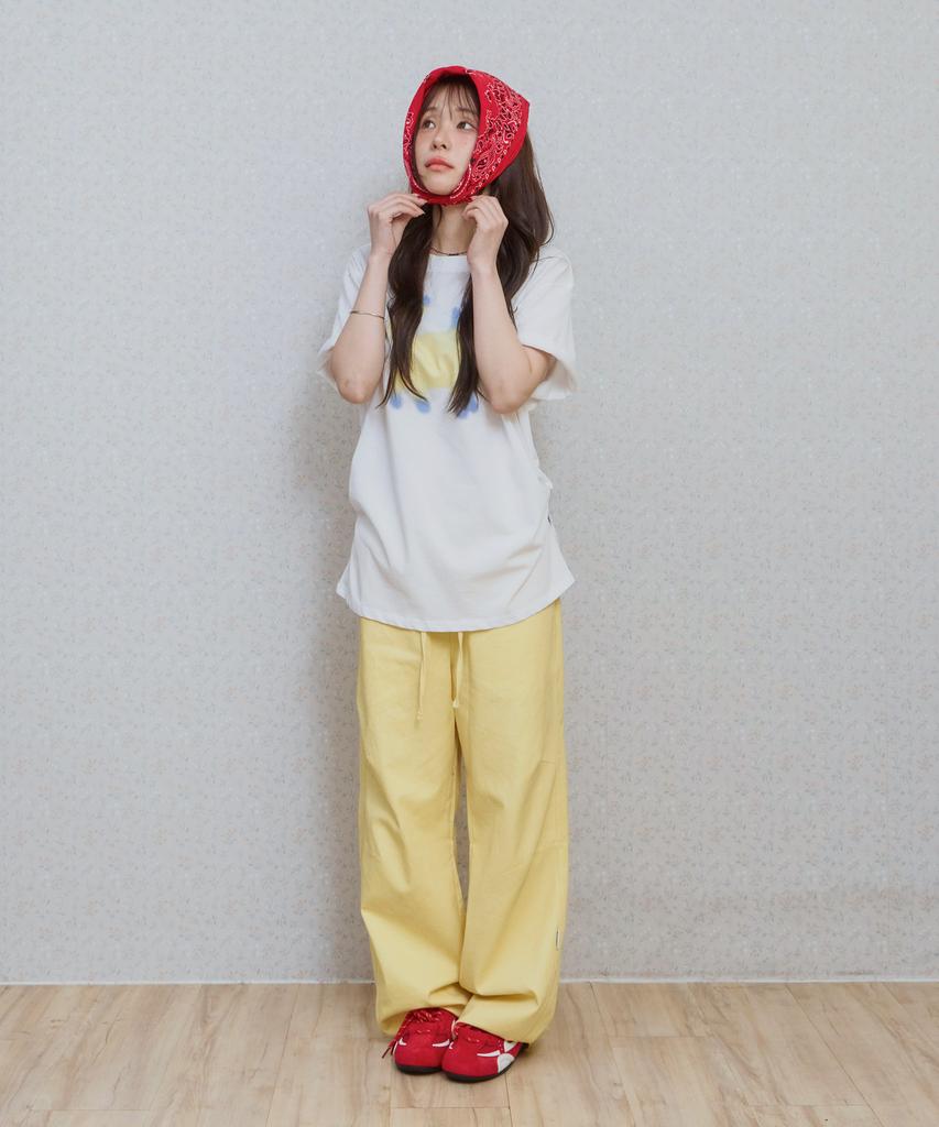 KIJIKO Ke613. Move Pigment Wide Pants Yellow