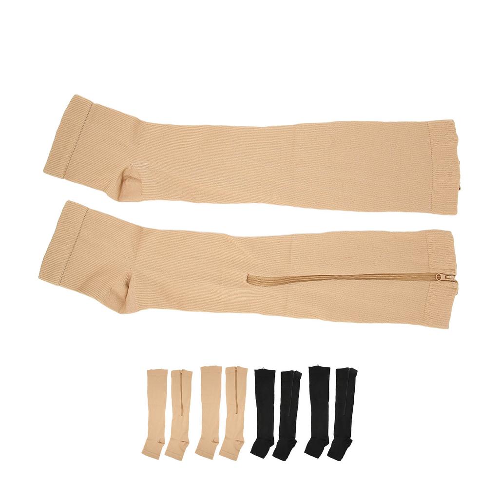 Nylon Compression Stockings Zipper Design Promote Blood Circulation Open Toe Compression Stockings