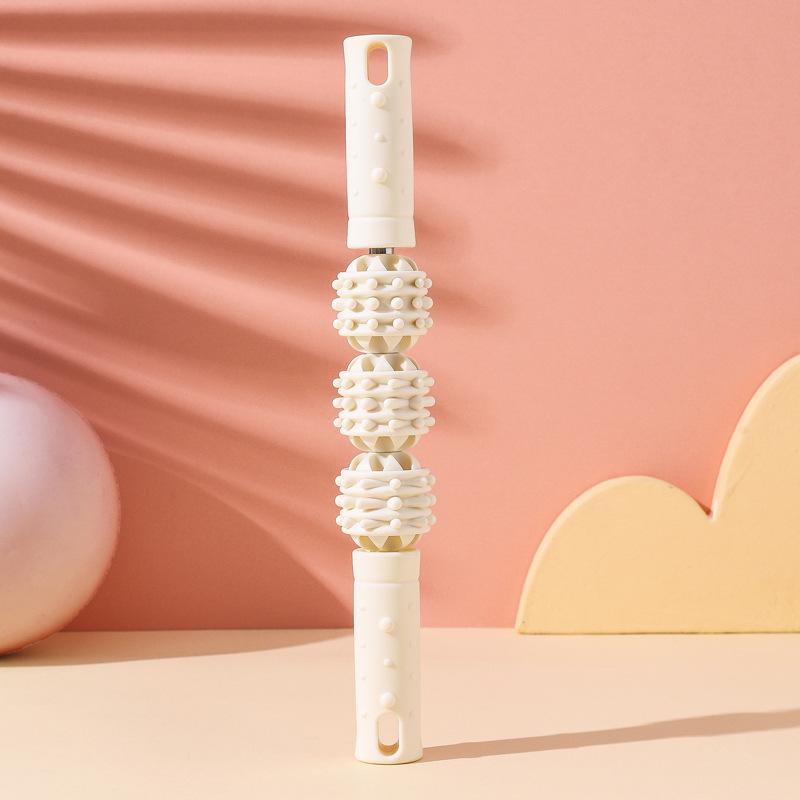 4 Ball Massage Stick Roller for Calf Muscle Cervical Neck Shoulder Back Relaxer Yoga Wolf Teeth Muscles Relaxation Fitness