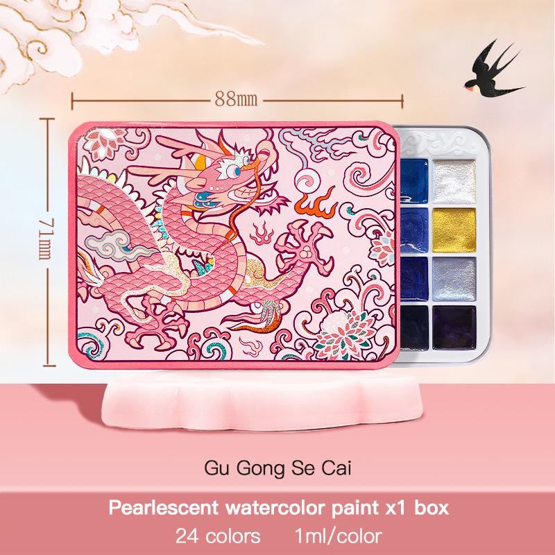 24 Farben Glitzer-Aquarellfarben-Set Metallisch Perlmuttfarben Festpigmente für Aquarellmalerei Acuarela Künstler Schulbedarf