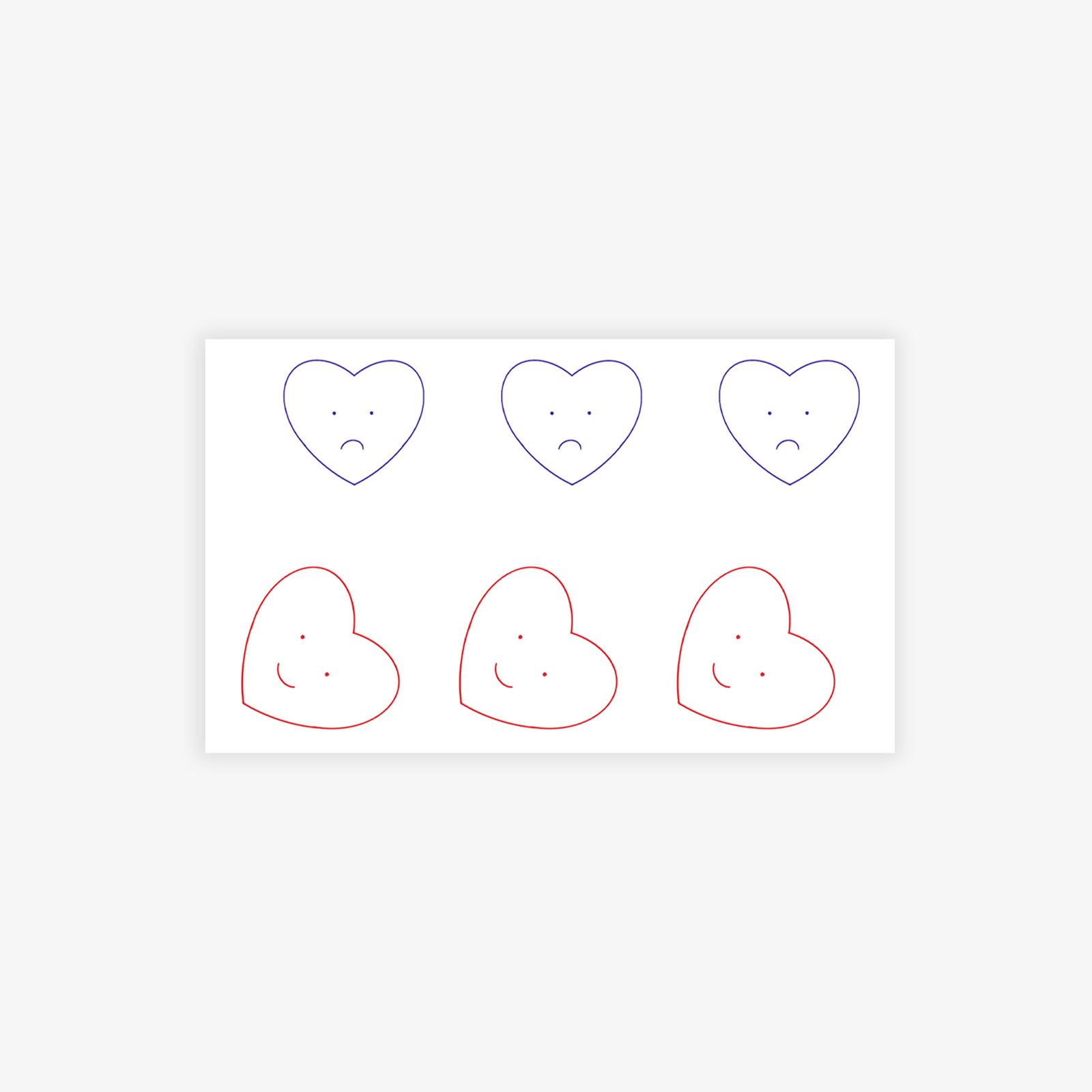 

Red And Blue Smiley Face Crying Face Tattoo Sticker, Thin Line, Long-Lasting Waterproof, High-End Wrist Sticker 11*18