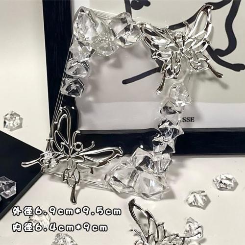 Wowjimi Silver Card Holder, Manual, Openwork Butterfly Design, Idol-Style Card Case, Hard Card Case