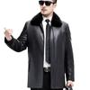 Genuine Leather Coat, Mink Fur Collar Coat, Middle-aged Men's Coat, Sheepskin Warm Gold Mink Nikon Fur