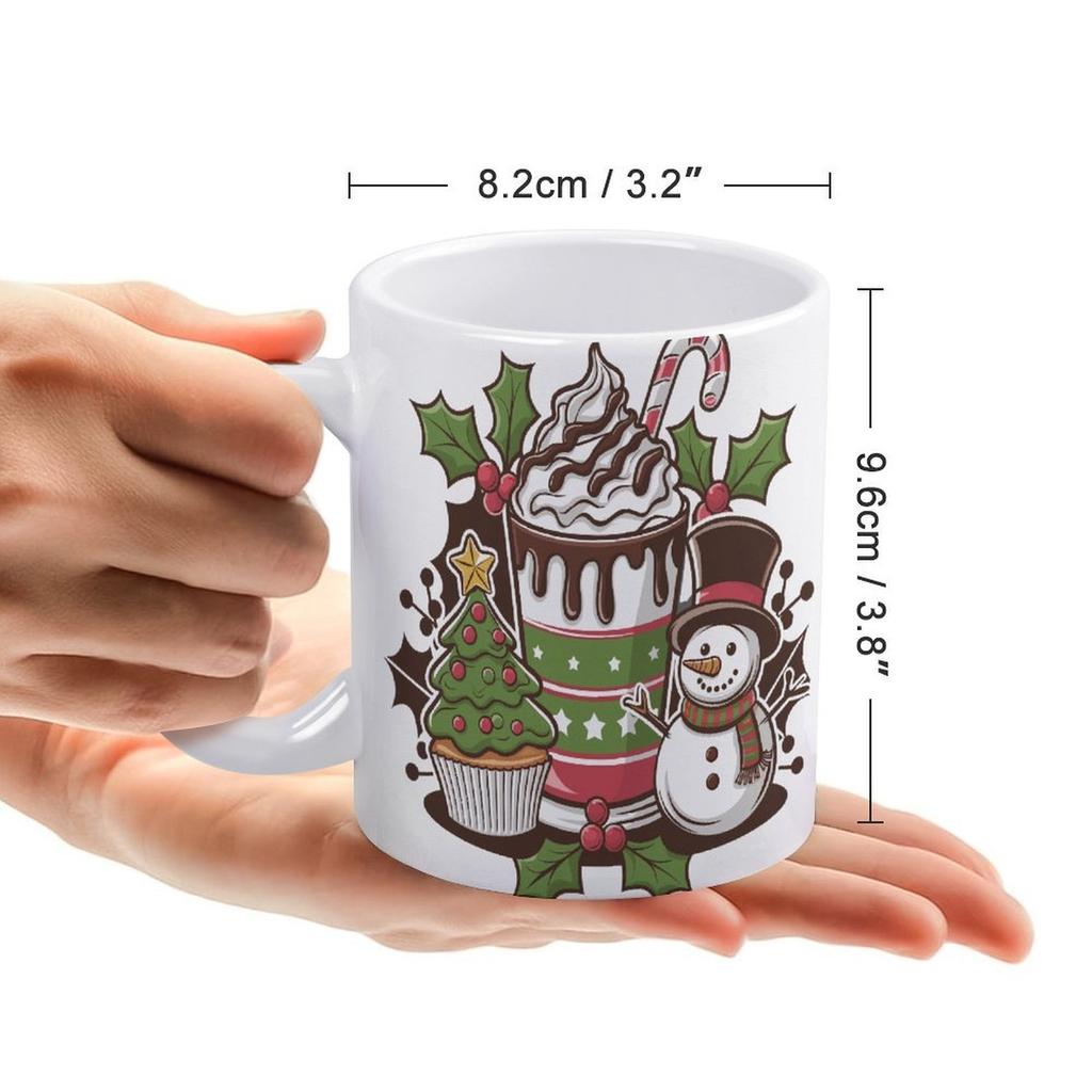 1pc 11oz Blank Ceramic Coffee Mug, Double-sided Printed Drink Cup, Glossy Handle, Strong Ceramic Build, Perfect for Morning Coffee or Tea
