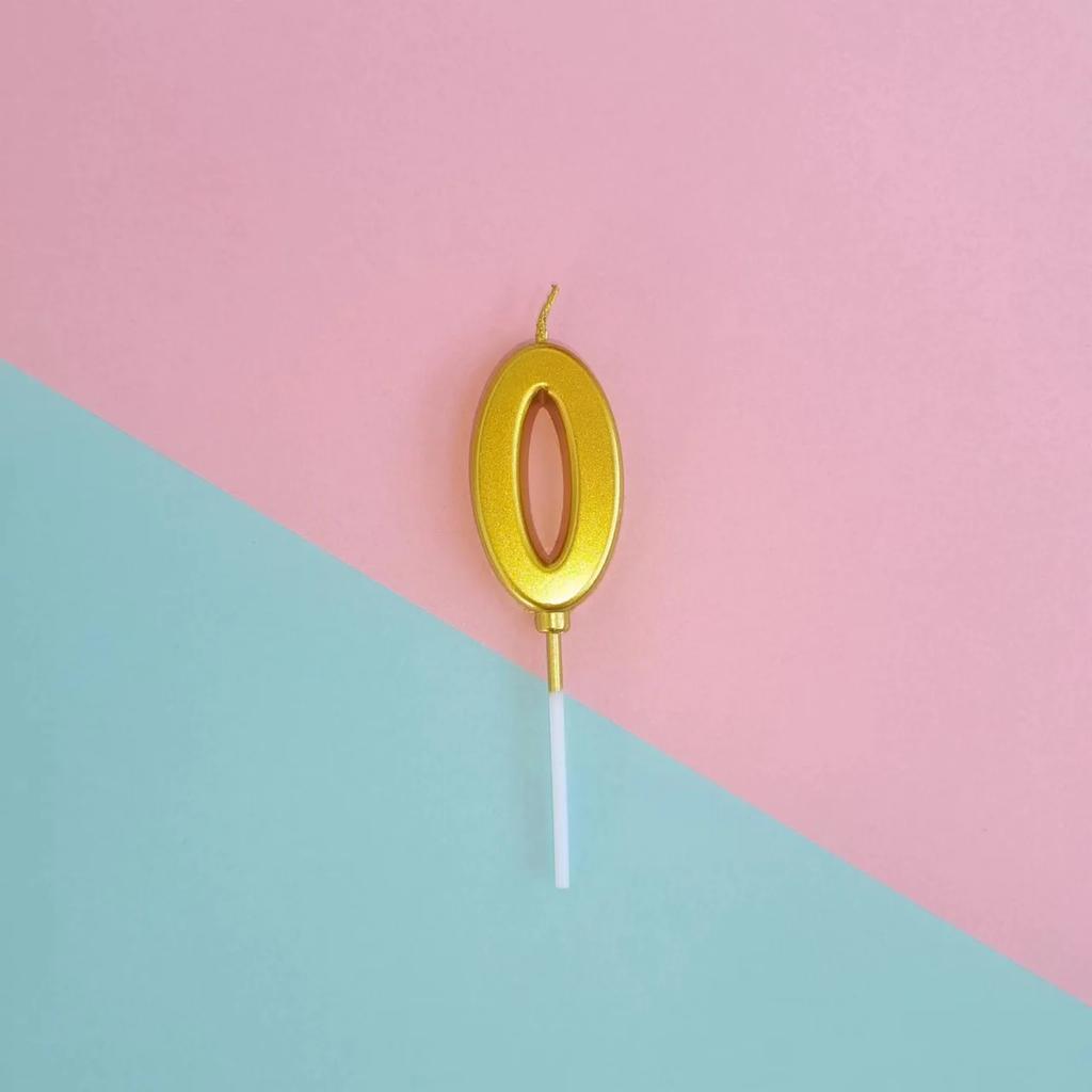 1pc Birthday Candle Golden Number Candle Smokeless Birthday Cake Party Baking Dessert Candle Plug-in Set