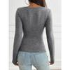 Spring Autumn Slim Fit V-neck Knitted T-shirt Women Buttons Long Sleeved Shirt Solid Color Simple Office Tops Elegant Fashion Casual Women's Clothing