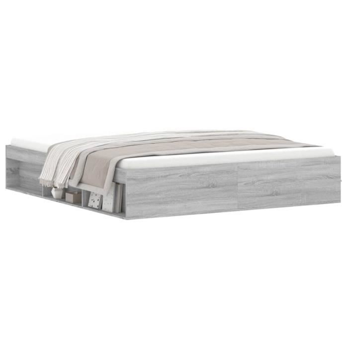 VidaXL Cadre de lit sonoma gris 180x200 cm super king 3203885