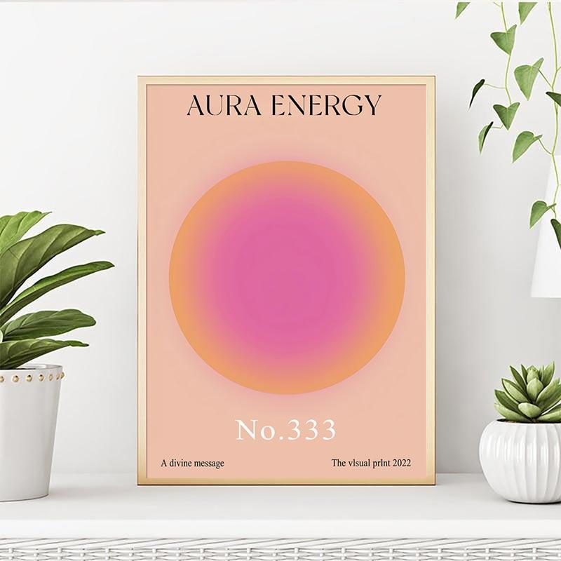 Abstrakt Gradient Aura Väggkonstaffisch Gudomlig Andlig Canvas Målning Nordiskt Galleri Tryck Estetisk bild Vardagsrumsdekoration