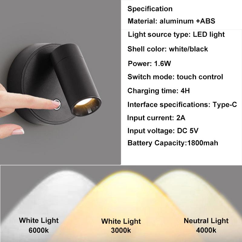 17 Models Remote Control Wall Light Touch Night Light 360 Degree Rotation Bedroom Bedside Light RGB Color Change Dimmable