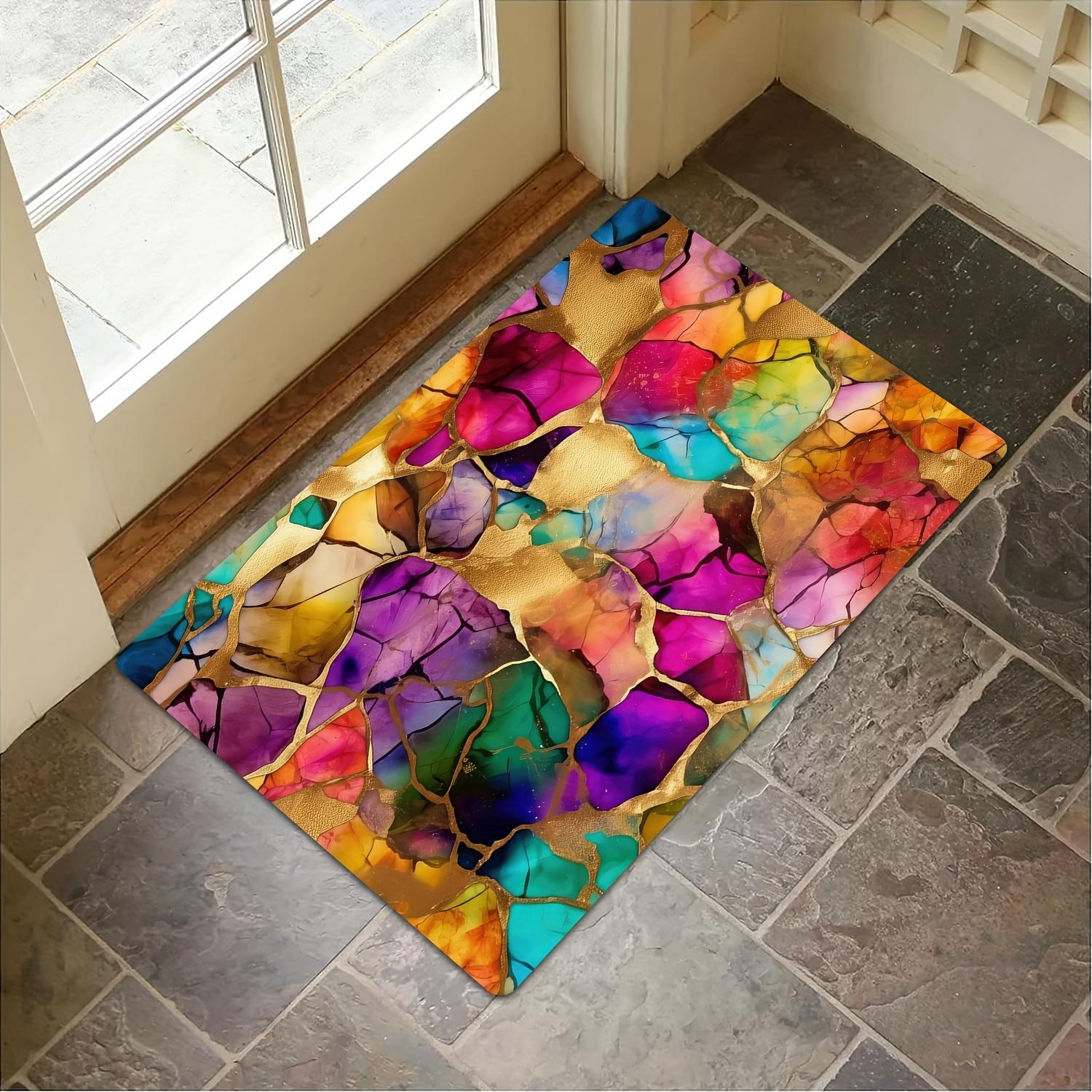 

Vibrant Abstract Doormat - Colorful Marble and Gold Design for a Stylish Home Entrance, Perfect for Modern Decor 40x60cm