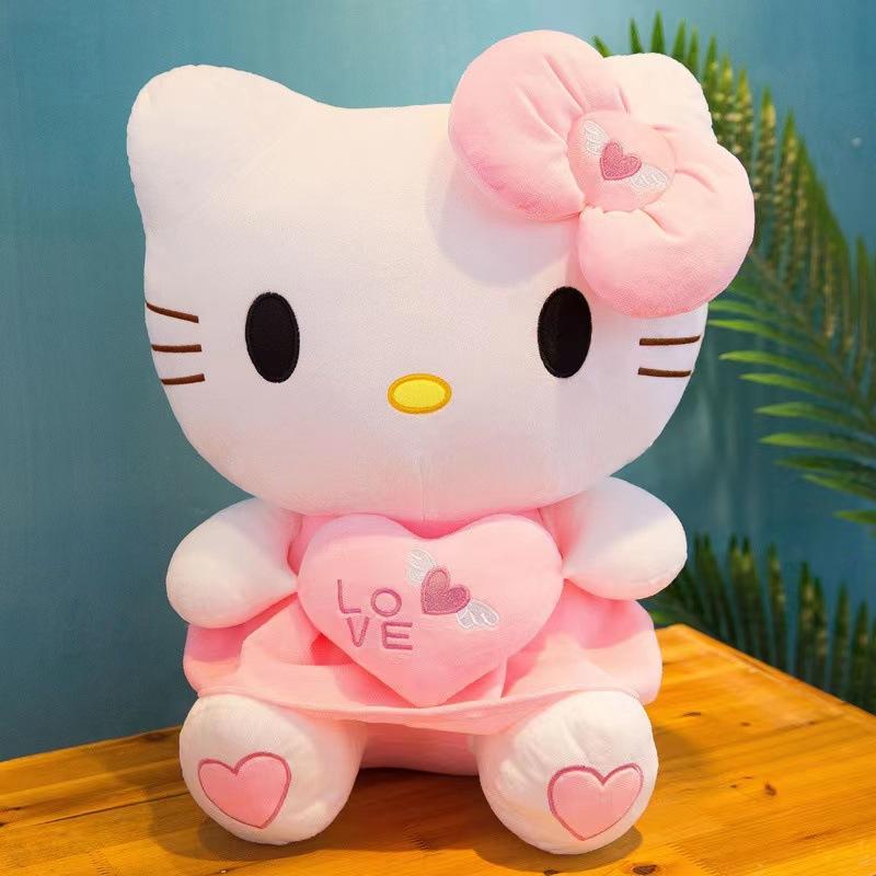 55cm Sanrio Hello Kitty Kočka Plyšové Hračky Kreslená KT Kočka Plyšová Panenka Velká Velikost Vycpaný Anime Polštář Narozeninové Dárky Pro Děti Dívky