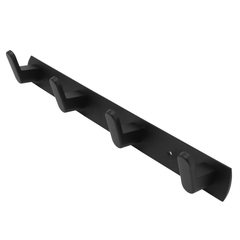 Simple Space Aluminum Row Hooks Wall Mounted Hook for Kitchen Bathroom Wardrobe Black4 Hooks