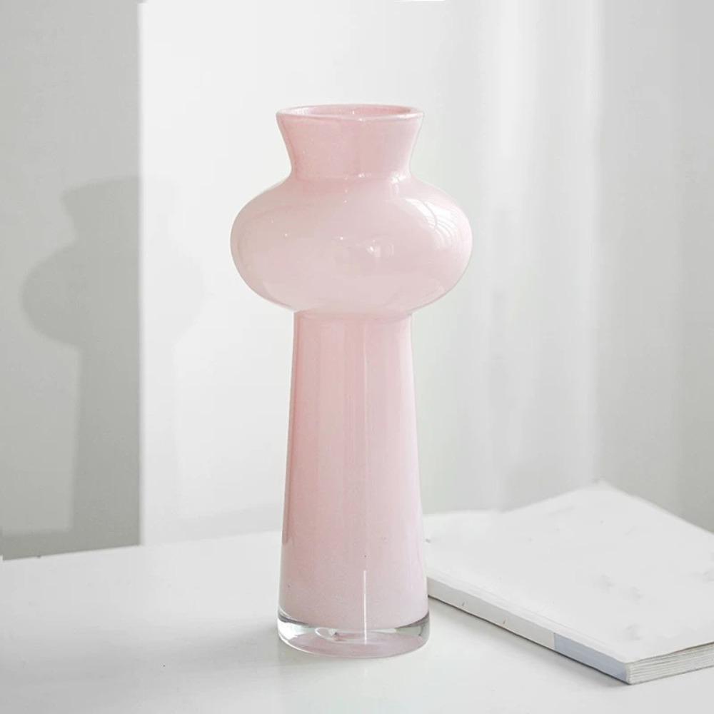 Geometric Folds Hydroponic Vase Vintage Floral Vases Elegant Glass Vase  Flower Arrangement 11.02x2.76 in розовый