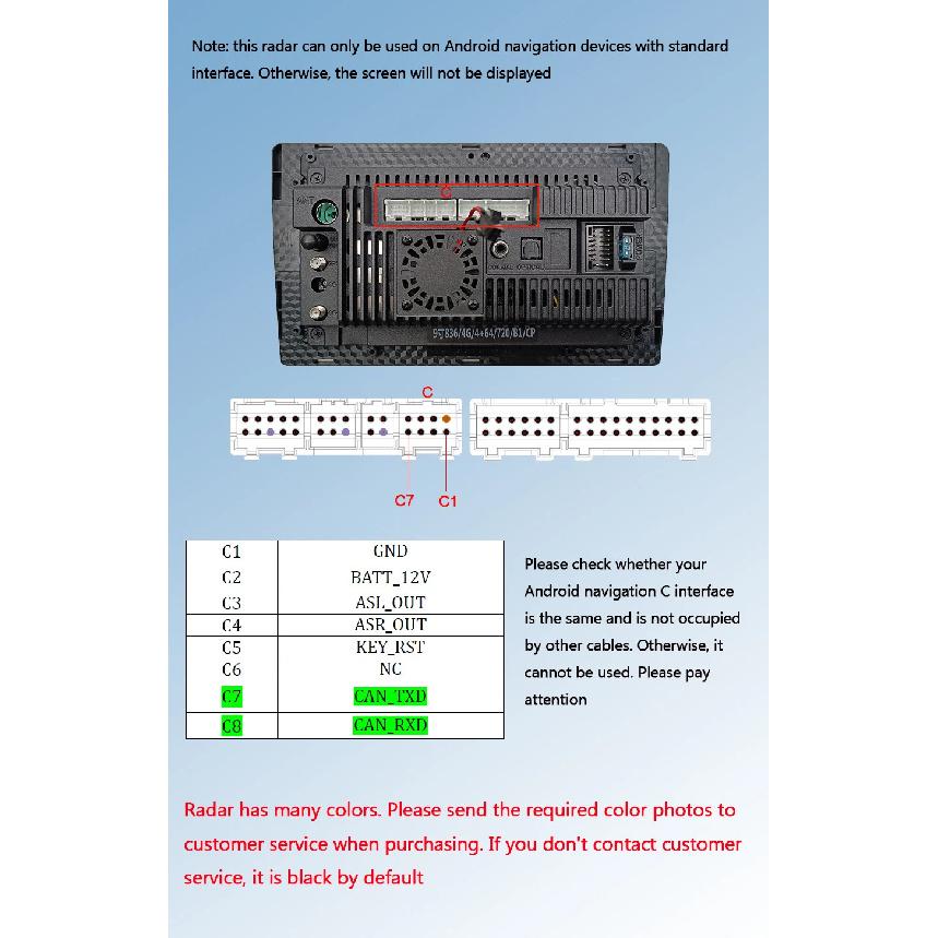 Android Navigation Reversing Radar Sensor Kit Visual Reversing Image Audible Alarm Indicator Probe System 8 Probe Buzzer Sensor