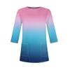 Women 3/4 Sleeve Round Neck T Shirt Casual Print Blouse Pullover Tops with Pocket Mid Length