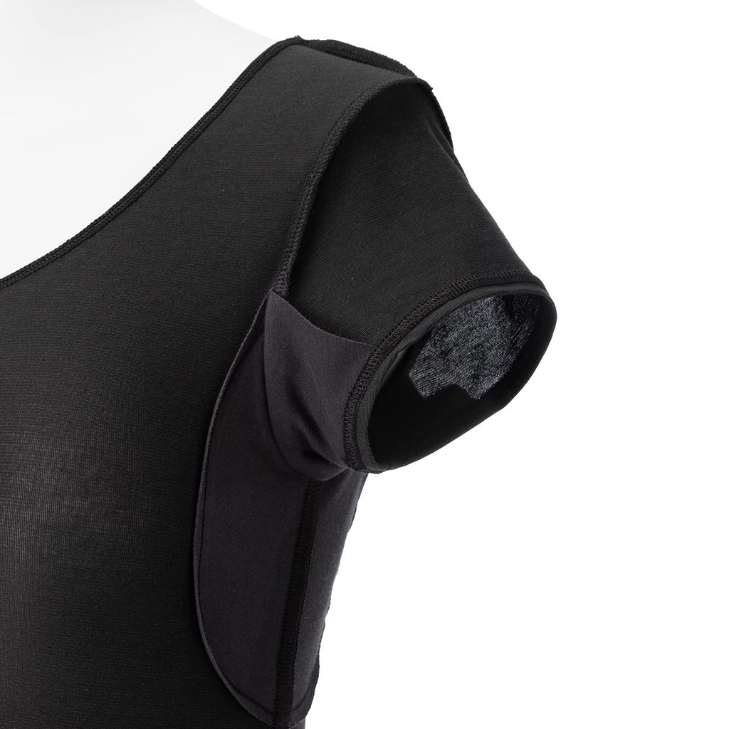 Deoest Deodorizing French Sleeve COOL Sweat IDG54 [with Pad] (Black, M)