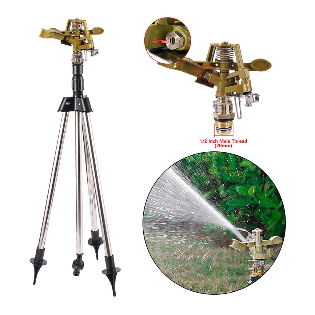 1/2" Male Thread Rotating Rocker Sprinkler Stainless Steel Tripod Auto-Rotary Garden Lawn Orchard Greenhouse Irrigation Sprayer