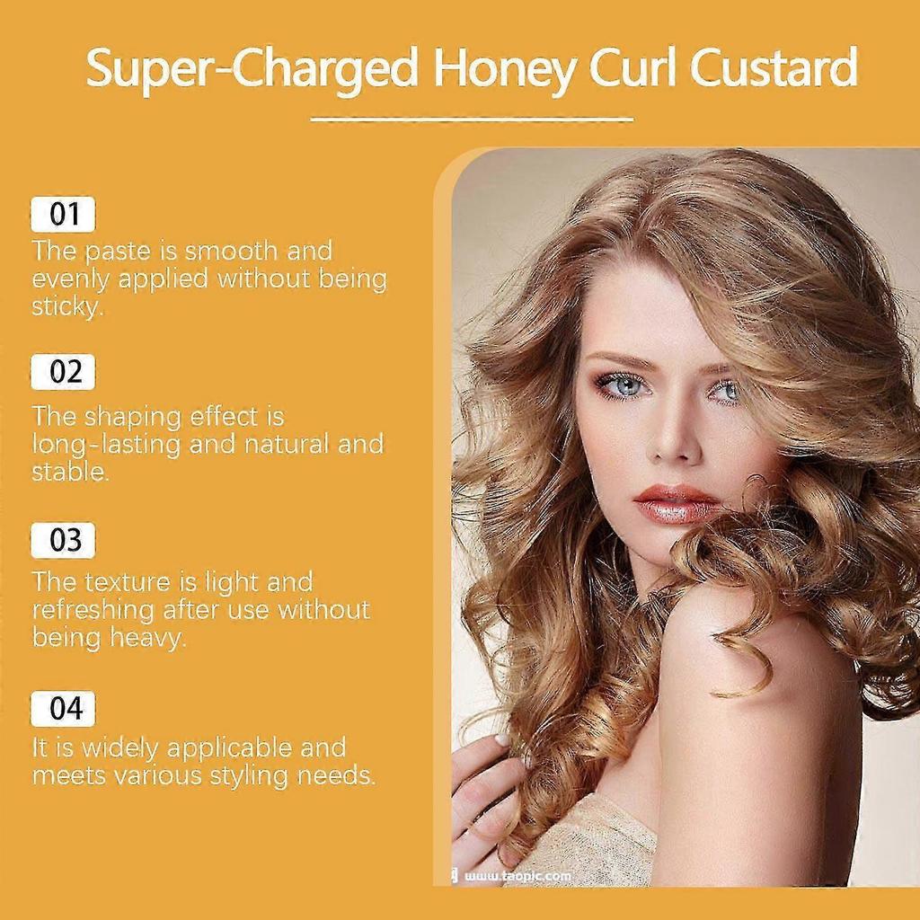 New Honey Curl Custard, Moisturizing and Setting Hair Cream For Female, Curl Defining Cream for Curly and Wavy Hair, 114g