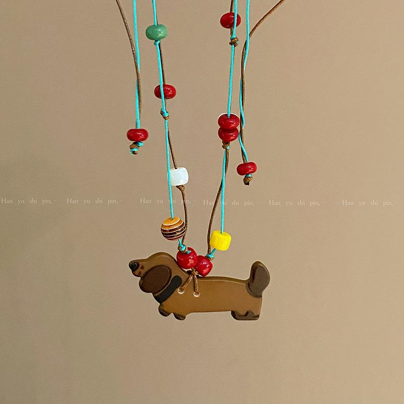 

Милое ожерелье с щенком для женщин, чокер с подвеской-кисточкой, цепочка с сердцем Сладкая любовь , эстетичные ювелирные аксессуары