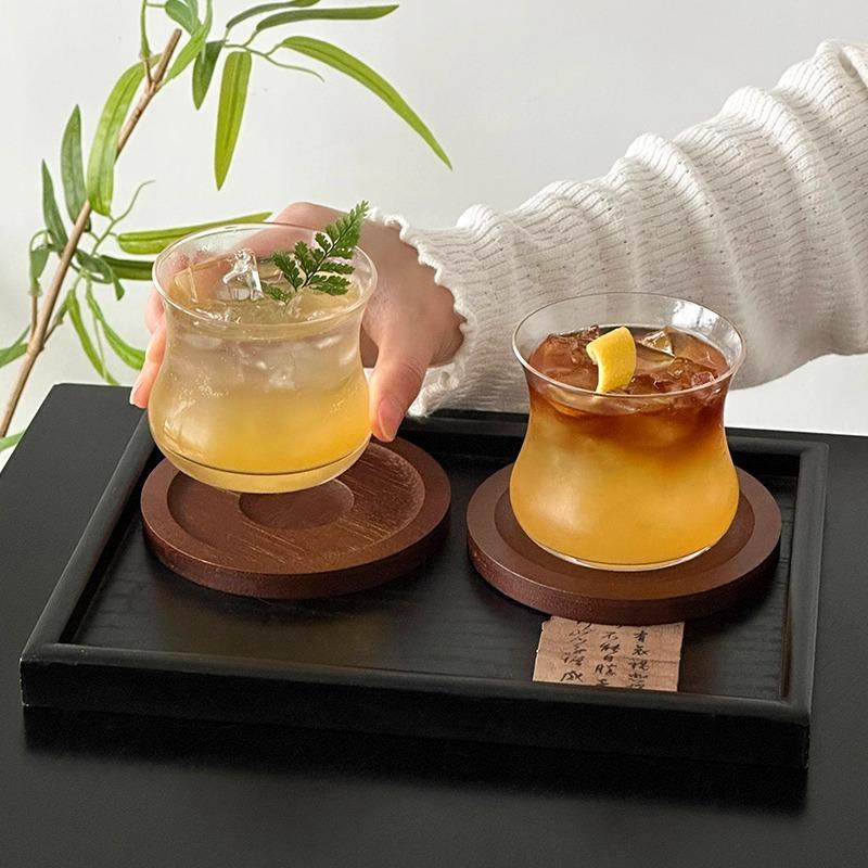 Reverse-mouthed Tulip Glass Cup,Simple Transparent Whiskey Glass Cups,Creative Specialty Mixed Juice Glasses Cup,Bar Cafe Tools