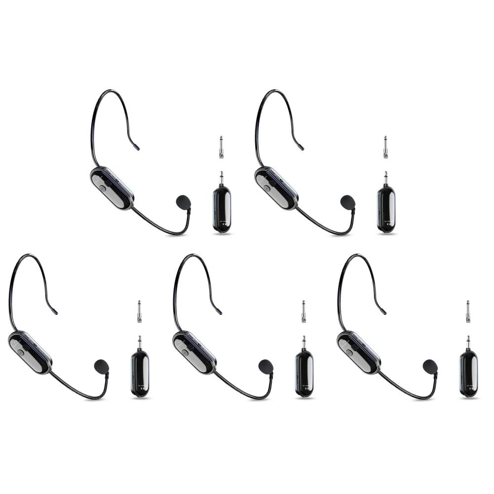 Fone de Ouvido Sem Fio 2.4G e Microfone Portátil 2 em 1 Sistema de Microfone de Longo Alcance Fone de Ouvido com Microfone para Ensino Artistas de Palco Instrutores de Fitness