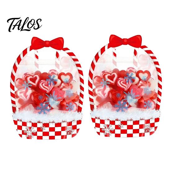 Clear Candy Bags 2/4/6Pcs Gift Bag for Halloween Christmas, Goodie Treat with Handle Handle, Resealable Sealed Pouch Holiday Party Favors Festive